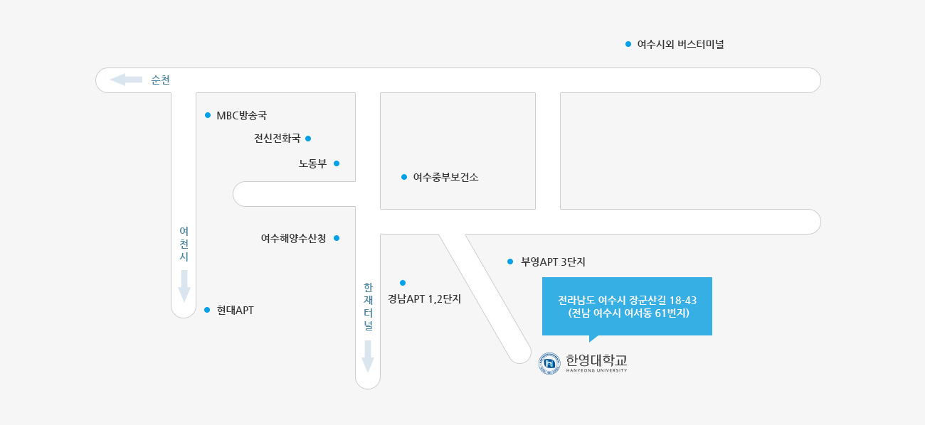 한영대학교 위치_아래 오시는길 참조